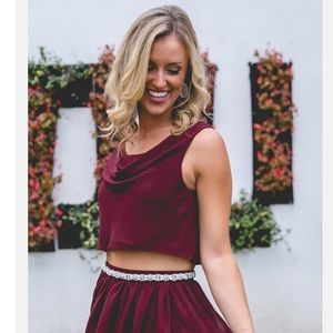 Revelry Eva reversible cowl neck white crop top